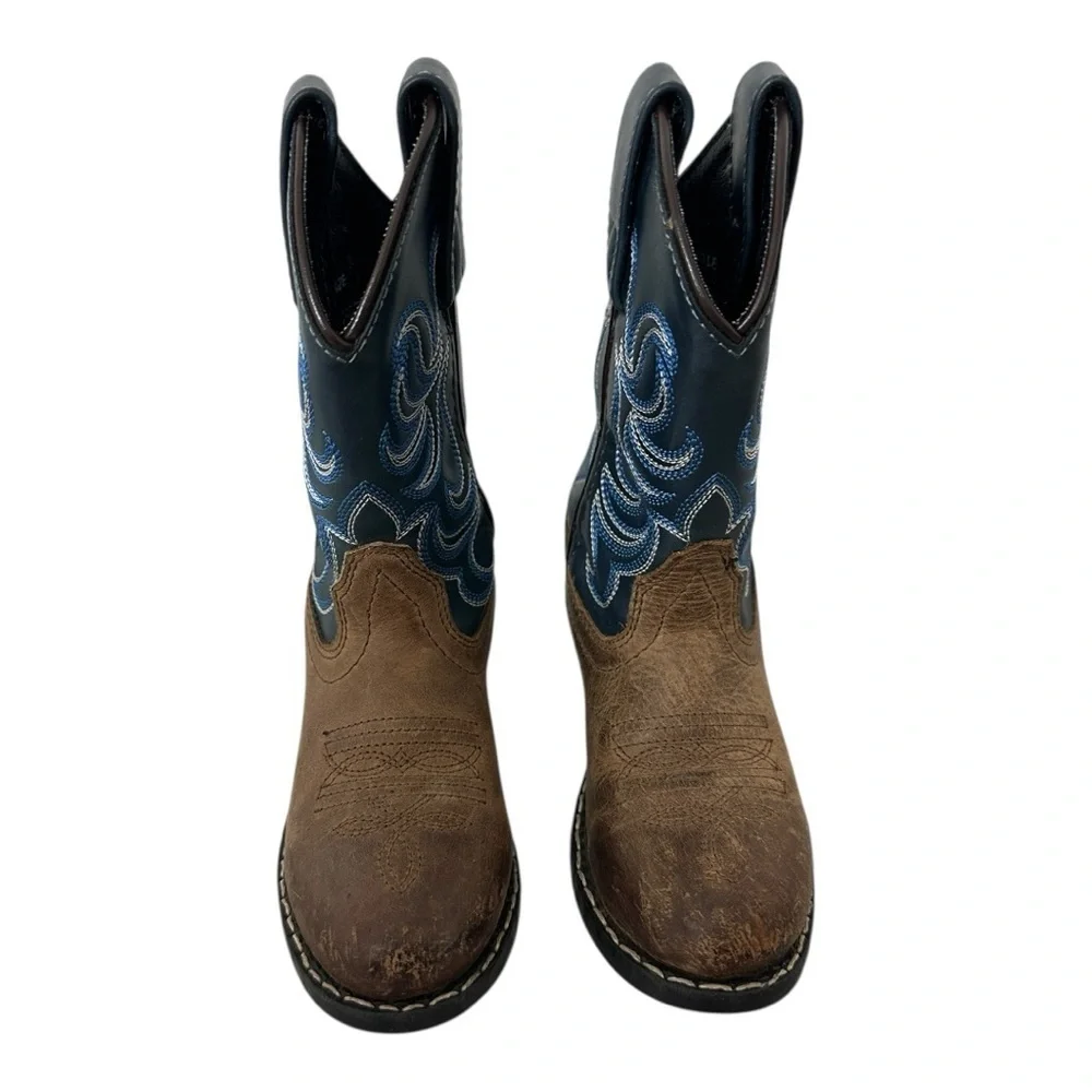 CODY JAMES BOYS' HOLT TWO-TONE EMBROIDERED WESTERN BOOTS - ROUND TOE size 9